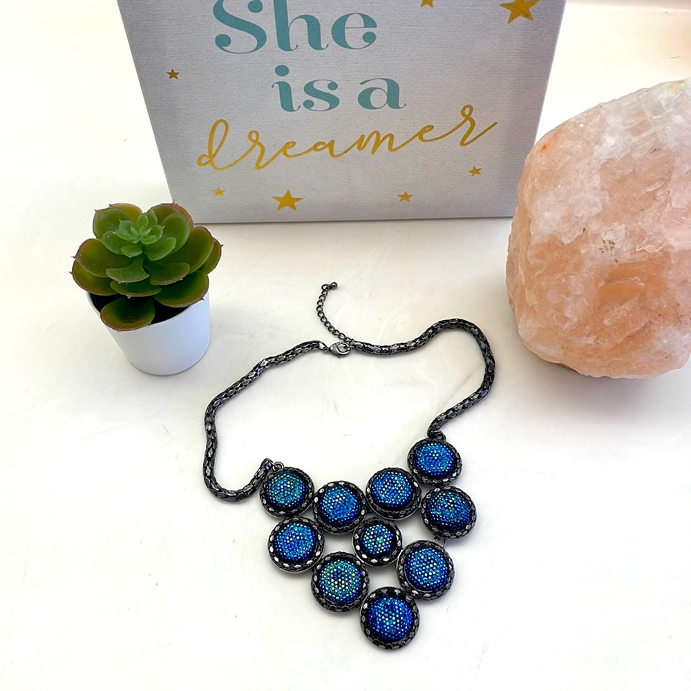 WOMEN  Necklace holographic disc snake chain